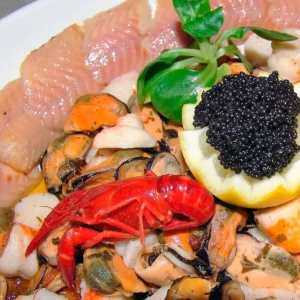 Combinado de marisco con caviar